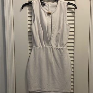 Bebe white v-neck mini dress